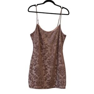 Forever 21 Blush Pink Velvet Print Sexy Date Dress Large